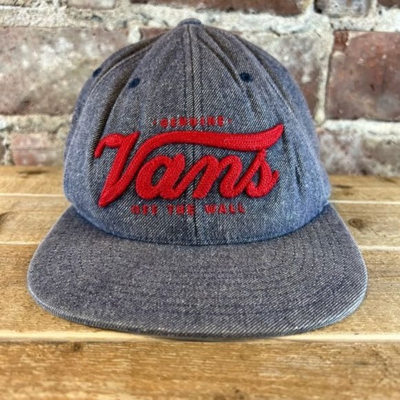 Vans Off The Wall Unisex Cap Genuine Snapback Embroidered Logo Gray Denim OS - Picture 1 of 8